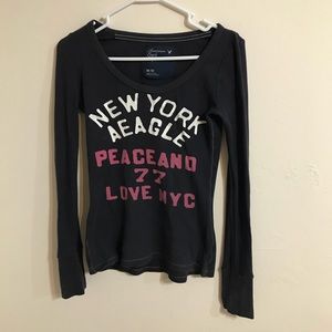 AMERICAN EAGLE DISTRESSED LONG SLEEVE T-SHIRT